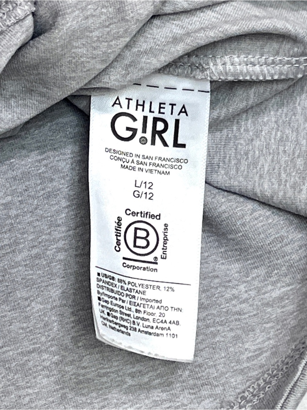 Athleta Girl Grey Renew Hooded Top Long Sleeve Pullover Size L 12 - Picture 7 of 7